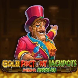 Gold Factory Jackpots Mega Moolah casino game by Aurum Signature Studios – featured logo at Casoo Casino